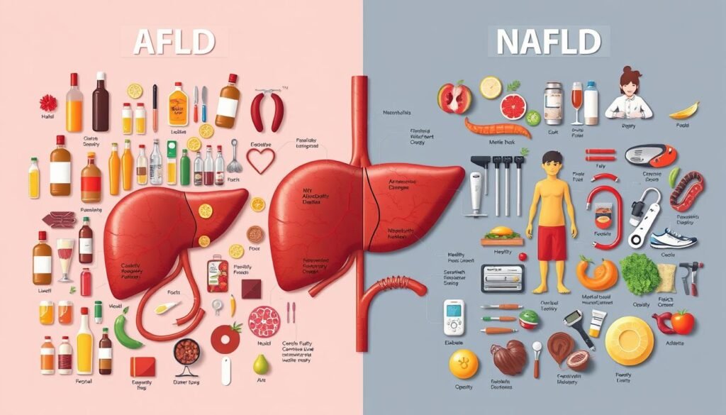 AFLD vs NAFLD Comparison in Risk Factors and Disease Progression